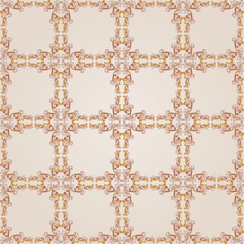Square floral pattern of brown henna on beige background