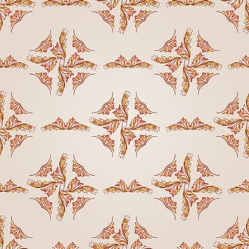 Floral pattern of brown henna on the  beige background