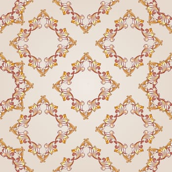 Seamless square pattern of brown henna on beige background