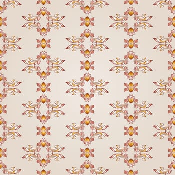 Floral pattern of brown henna on beige background