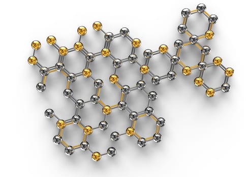science illustration of abstract molecule on white background. 3D chemistry concept