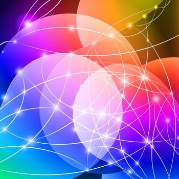 Multicolored Internet background with shiny network dots concept