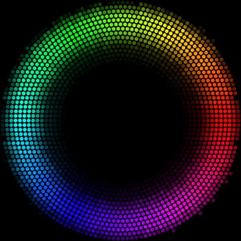 Dots digital form ring  on the black background
