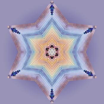 Abstract multicolored mosaic in the form of star  on violet background