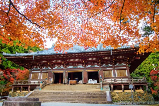 Kyoto, Japan - November 20, 2013: Jingo-ji is a Buddhist temple in Kyoto. It stands on Mount Takao to the northwest of the center of the city. The temple adheres to Shingon Buddhism
