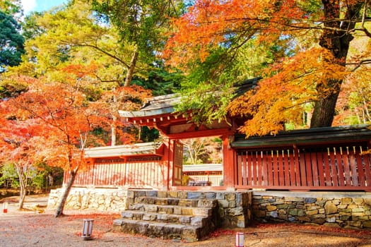 Kyoto, Japan - November 20, 2013: Jingo-ji is a Buddhist temple in Kyoto. It stands on Mount Takao to the northwest of the center of the city. The temple adheres to Shingon Buddhism