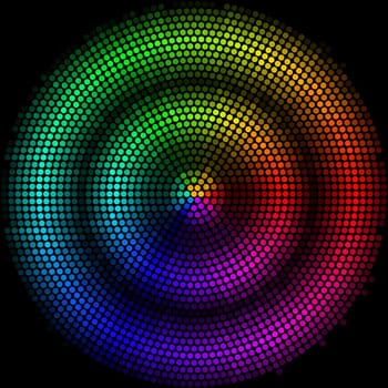 Dots digital form circle with dark strip  on the black background