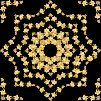 Golden nature pattern on the black background