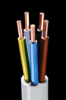 Macro detail of a stripped power cable