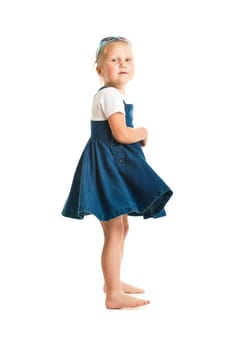 dancing little girl. studio shot