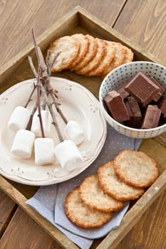 Ingredients to roast marshmallows by the fire