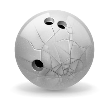 Bowling. White broken ball on the light background.