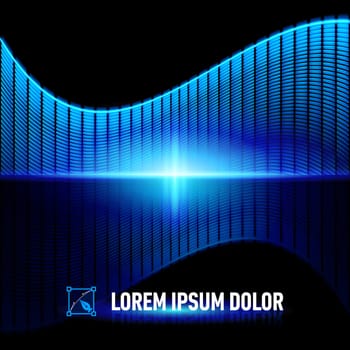 Luminous background with blue digital music equalizer