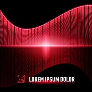 Luminous background with red digital music equalizer