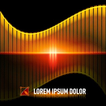 Luminous background with yellow digital music equalizer