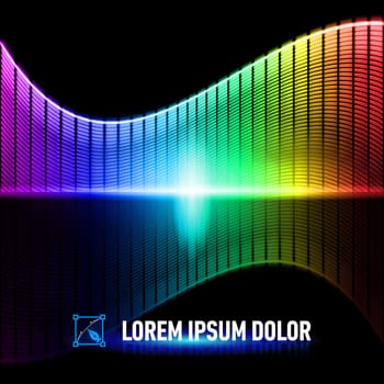 Luminous background with colorful digital music equalizer