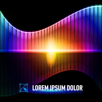 Luminous background with multicolored digital music equalizer