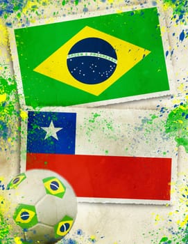 Brazil vs Chile soccer ball concept