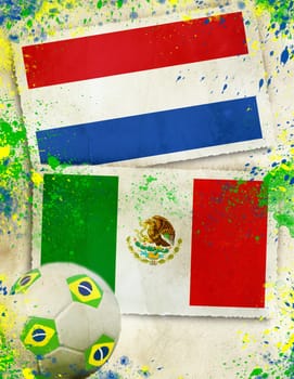 Netherlands vs Mexico soccer ball concept