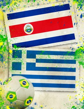 Costa Rica vs Greece soccer ball concept