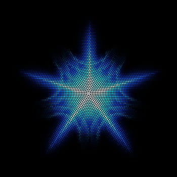 Dots digital form star on the black background