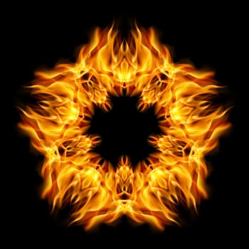 Flame star   orange color of form star. Black background