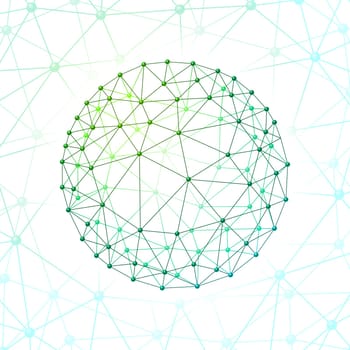 Green web envelopes sphere on web background