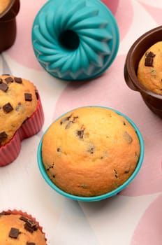 Colorful muffins in a kitchen