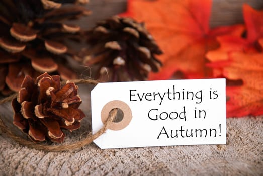 Autumnal Label with the Words Everything is Good in Autumn