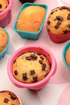 Colorful muffins in a kitchen