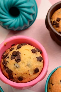 Colorful muffins in a kitchen