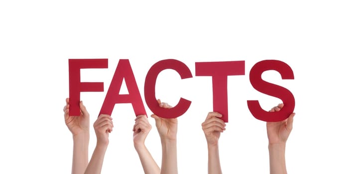 Many People Holding the Red Word Facts, Isolated