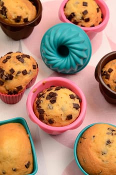 Colorful muffins in a kitchen