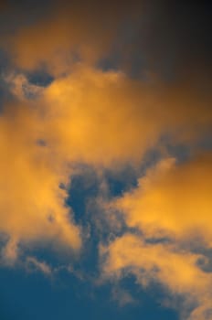 Cloudscape, Colored Clouds at Sunset near the Ocean