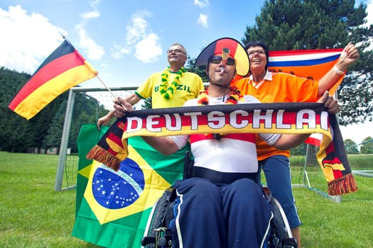 International football fans cheer