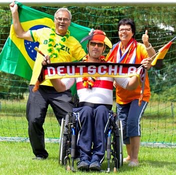 International football fans cheer