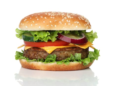 Tasty hamburger isolated on white background