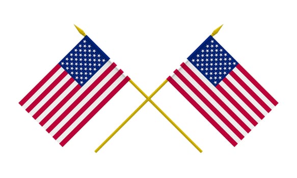 Flags of USA, 3d render, isolated on white