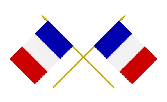 Flags of France, 3d render, isolated on white
