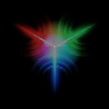 Multicolor dots digital in form star  on  black background