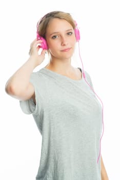 Blonde girl with headphones