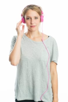 Blonde girl with headphones