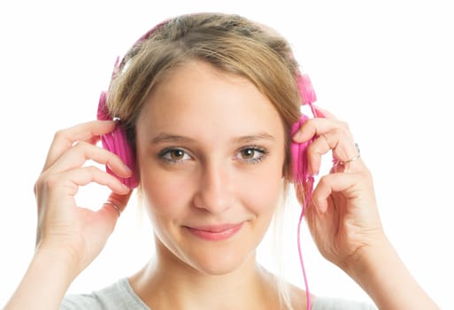 Blonde girl with headphones