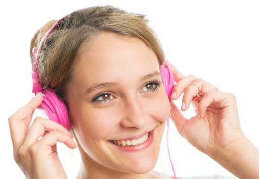 Blonde girl with headphones
