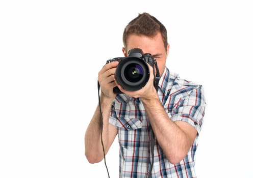 Young man with camera
