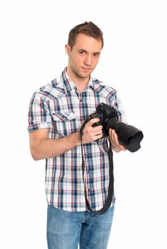 Young man with camera