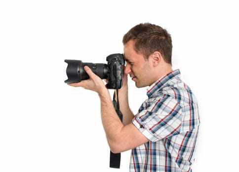 Young man with camera