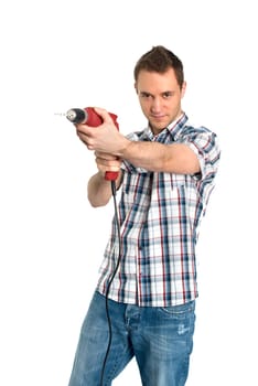Young man with drill