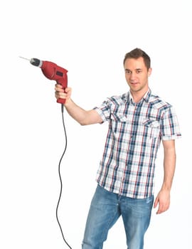 Young man with drill