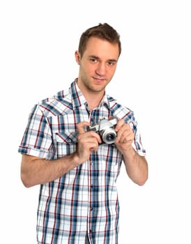 Young man with camera